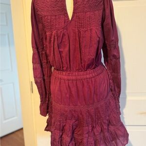 Chic Long Sleeve Burgundy Dress